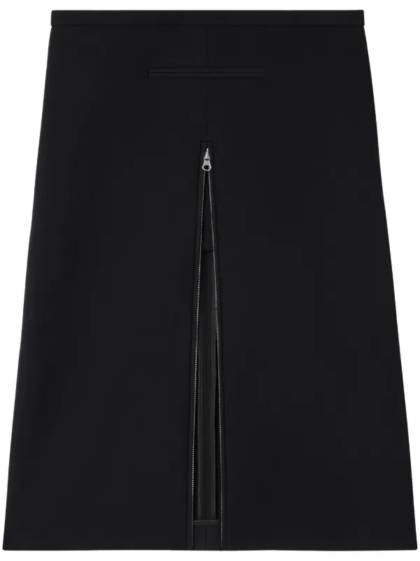 Courrèges Heritage Crepe-texture Midi Skirt in Black