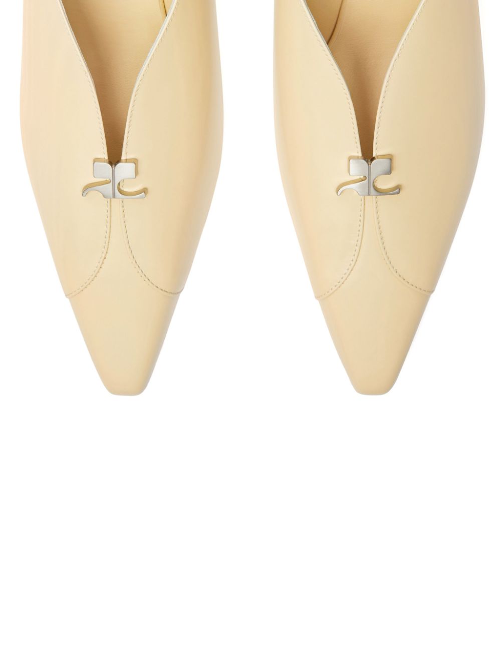 Courrèges leather slingbacks with logo plaque Neutrals