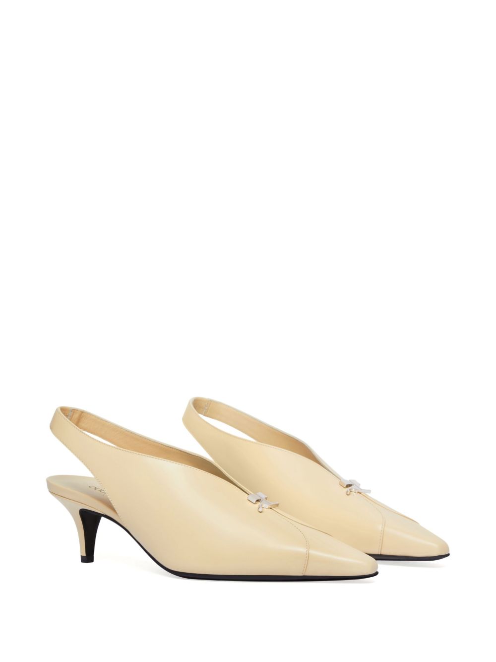 Courrèges leather slingbacks with logo plaque Neutrals