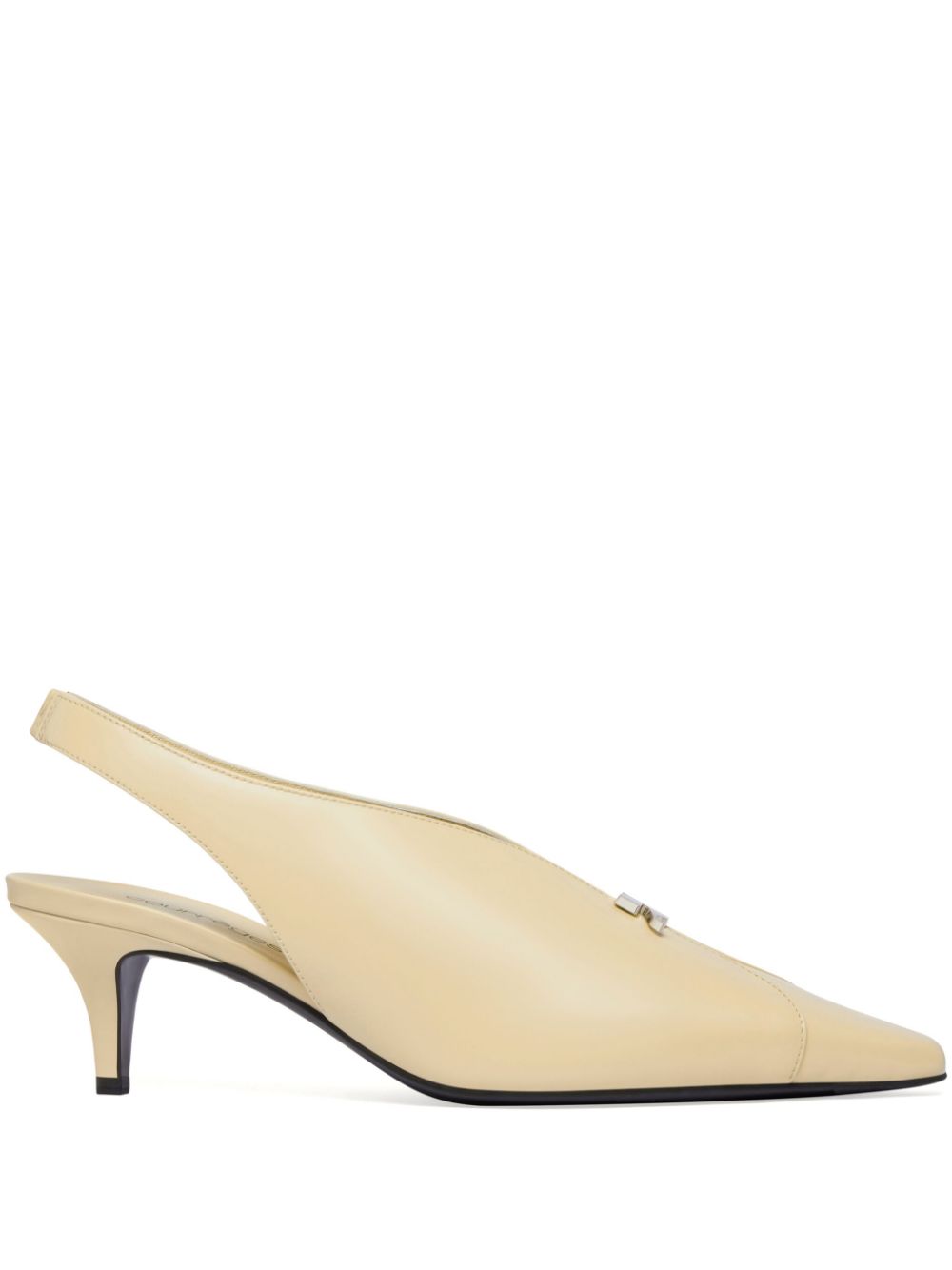 Courrèges leather slingbacks with logo plaque Neutrals