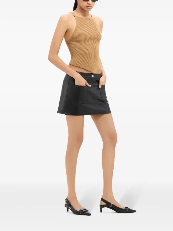 Courrèges Pointy rib-knit Tank Top | Neutrals | FARFETCH