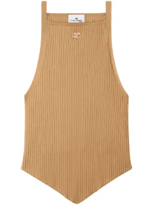 Courrges Pointy rib-knit Tank Top | Purple | FARFETCH
