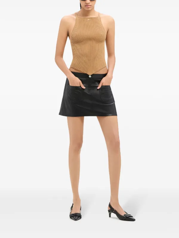 Courrèges Pointy rib-knit Tank Top | Neutrals | FARFETCH
