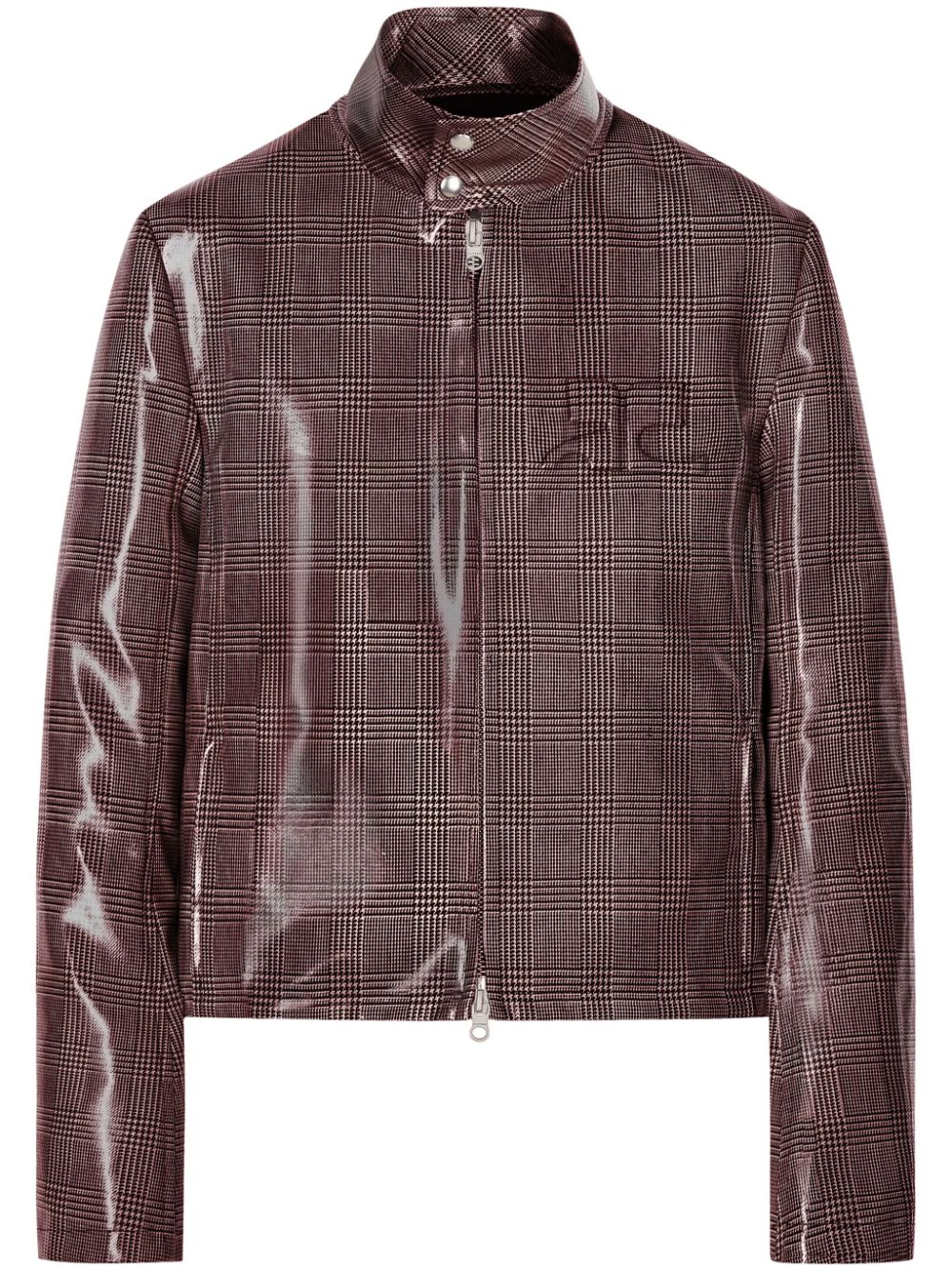 Courrèges shaded-logo patent biker jacket