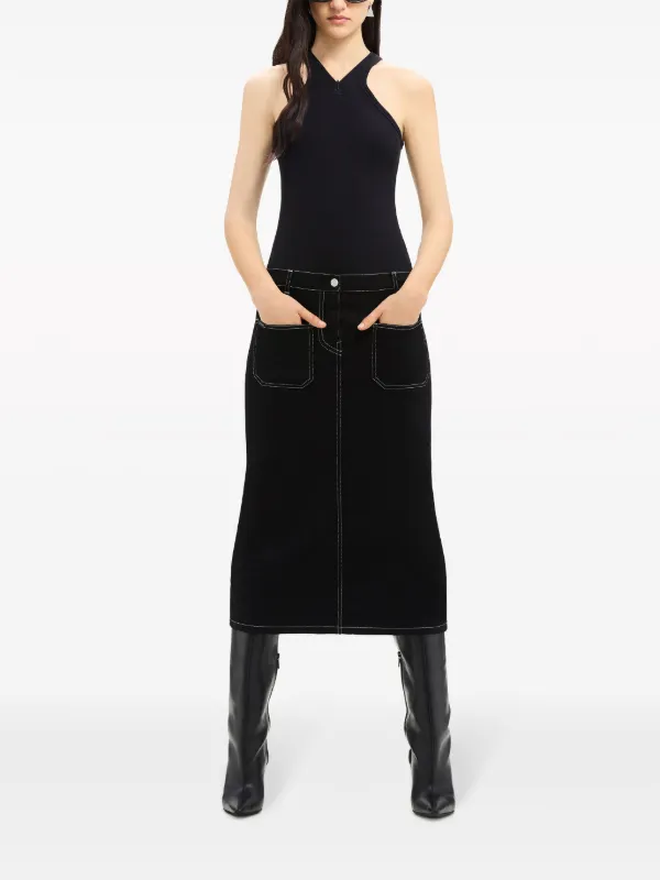★Courreges★ Logo Embroidered Sleeveless Knit Top Black 323 Courrèges logo-embroidered Ribbed Tank Top | Black | FARFETCH