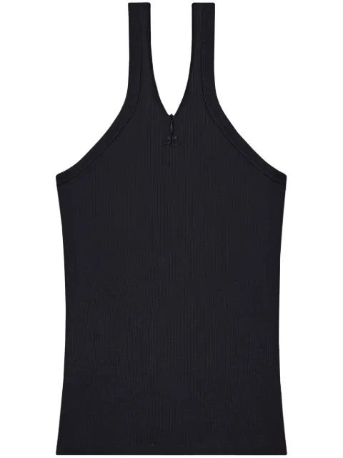 Courrèges logo-embroidered ribbed tank top