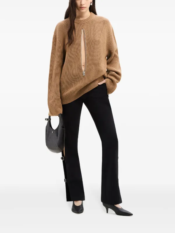 Courrèges zip-detailing Wool Sweater | Neutrals | FARFETCH CY