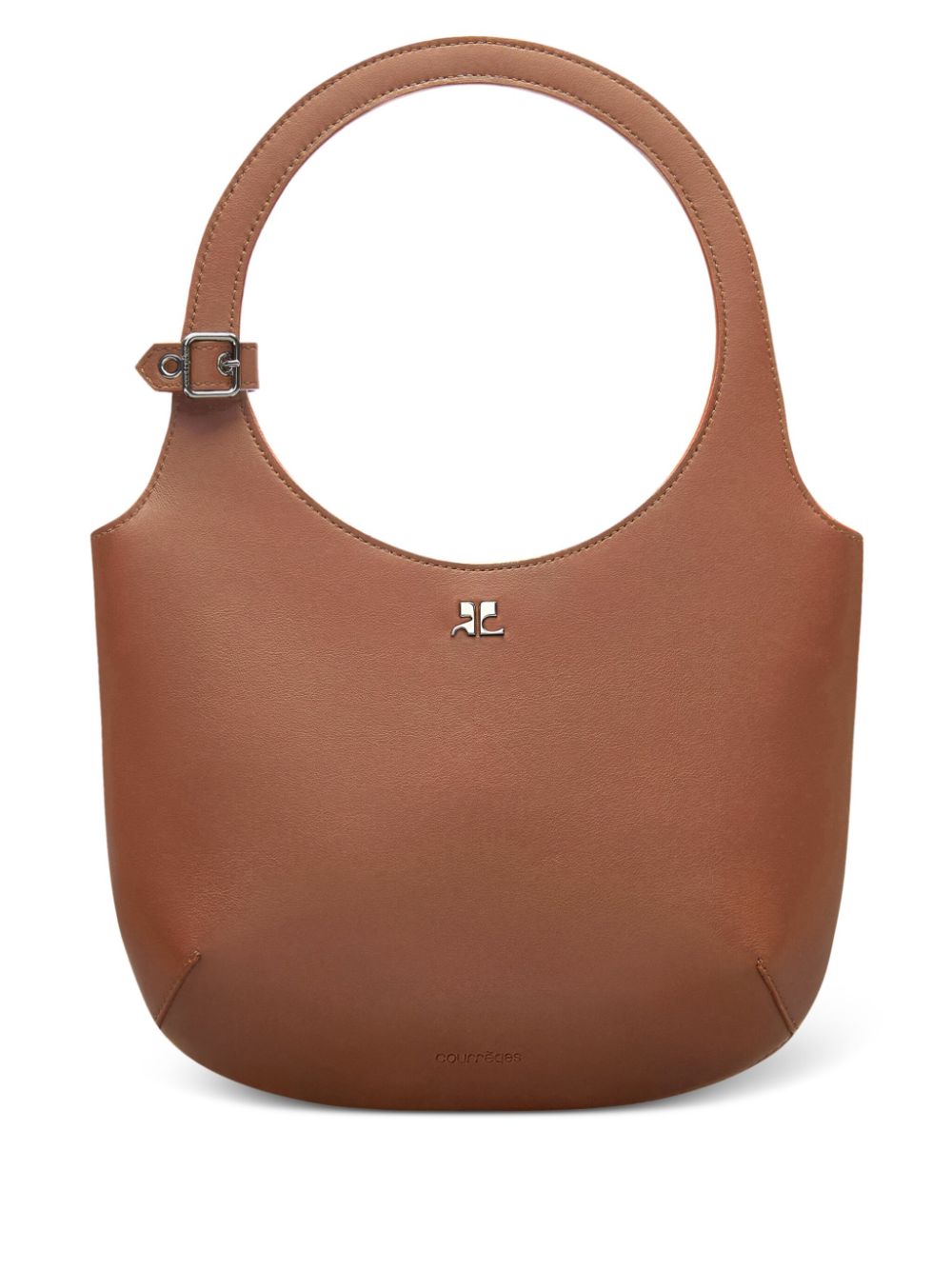 Courrèges Small Holy Leather Tote Bag In Brown
