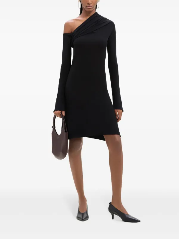 【関税込み】COURREGES TWIST CREPE MINI' DRESS Courrèges twist-front off-shoulder Crepe Minidress | Black