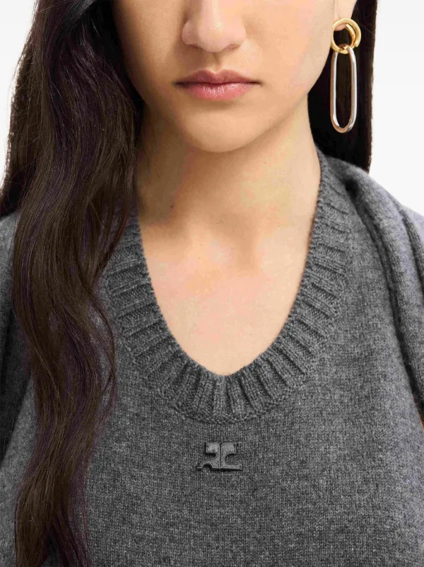 Courrèges Over The Shoulder Draped Midi Dress | Grey