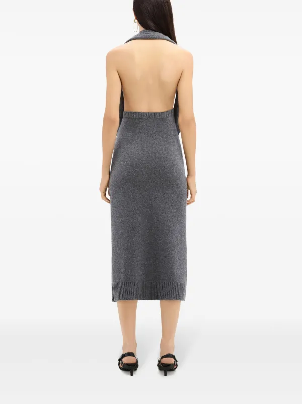 Courrèges Over The Shoulder Draped Midi Dress | Grey