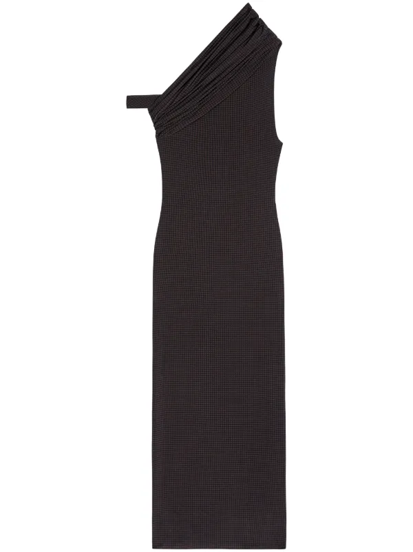 Courrèges Houndstooth Twist Midi Dress in Black