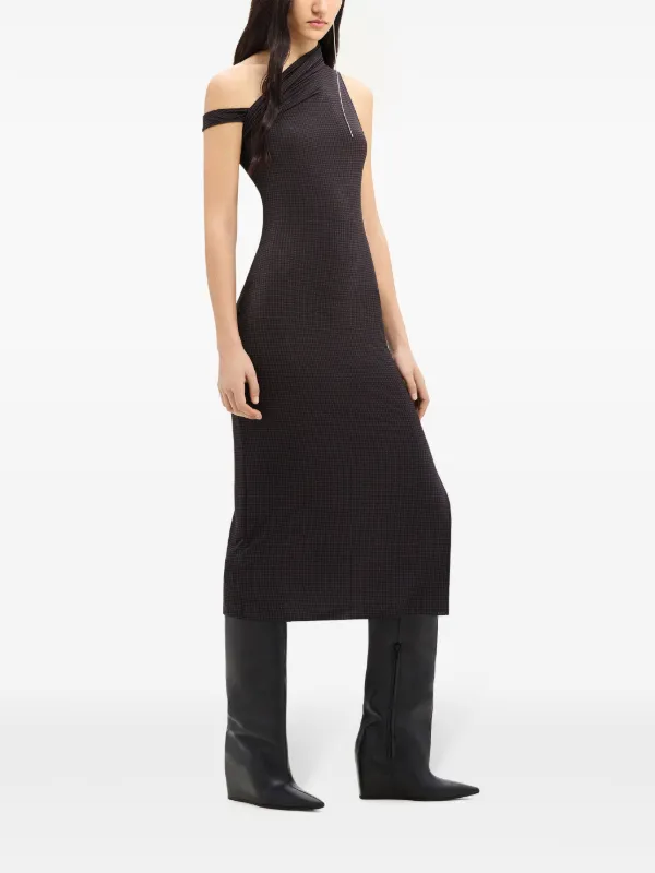 Courreges Houndstooth Twist Midi Dress - Black