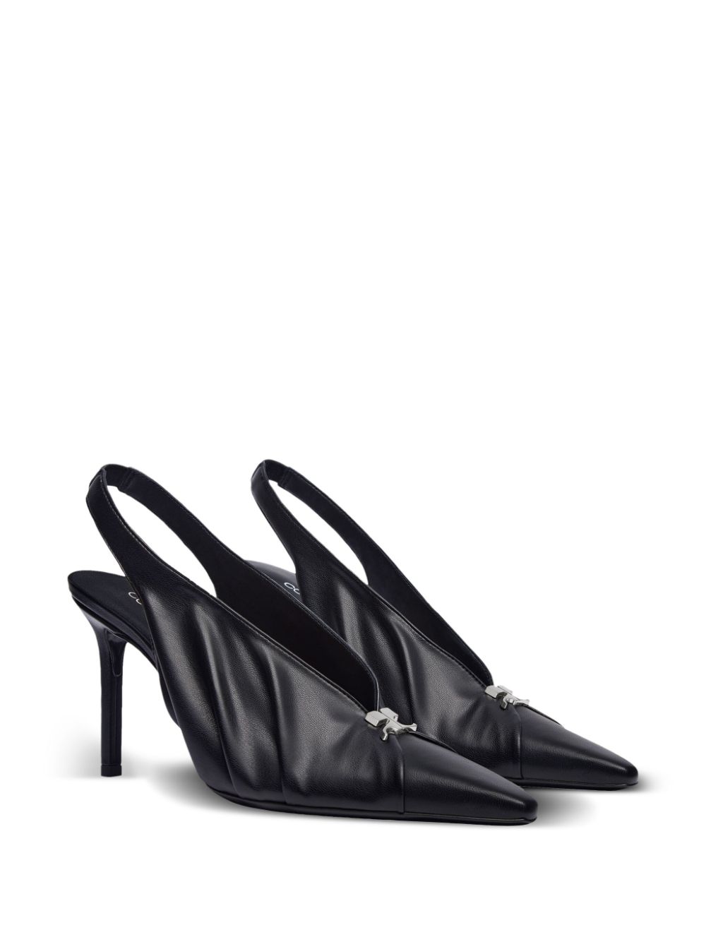 Courrèges draped faux leather slingbacks - Black