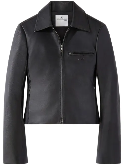 Veste en cuir à fermeture zippée - Courrèges - Modalova