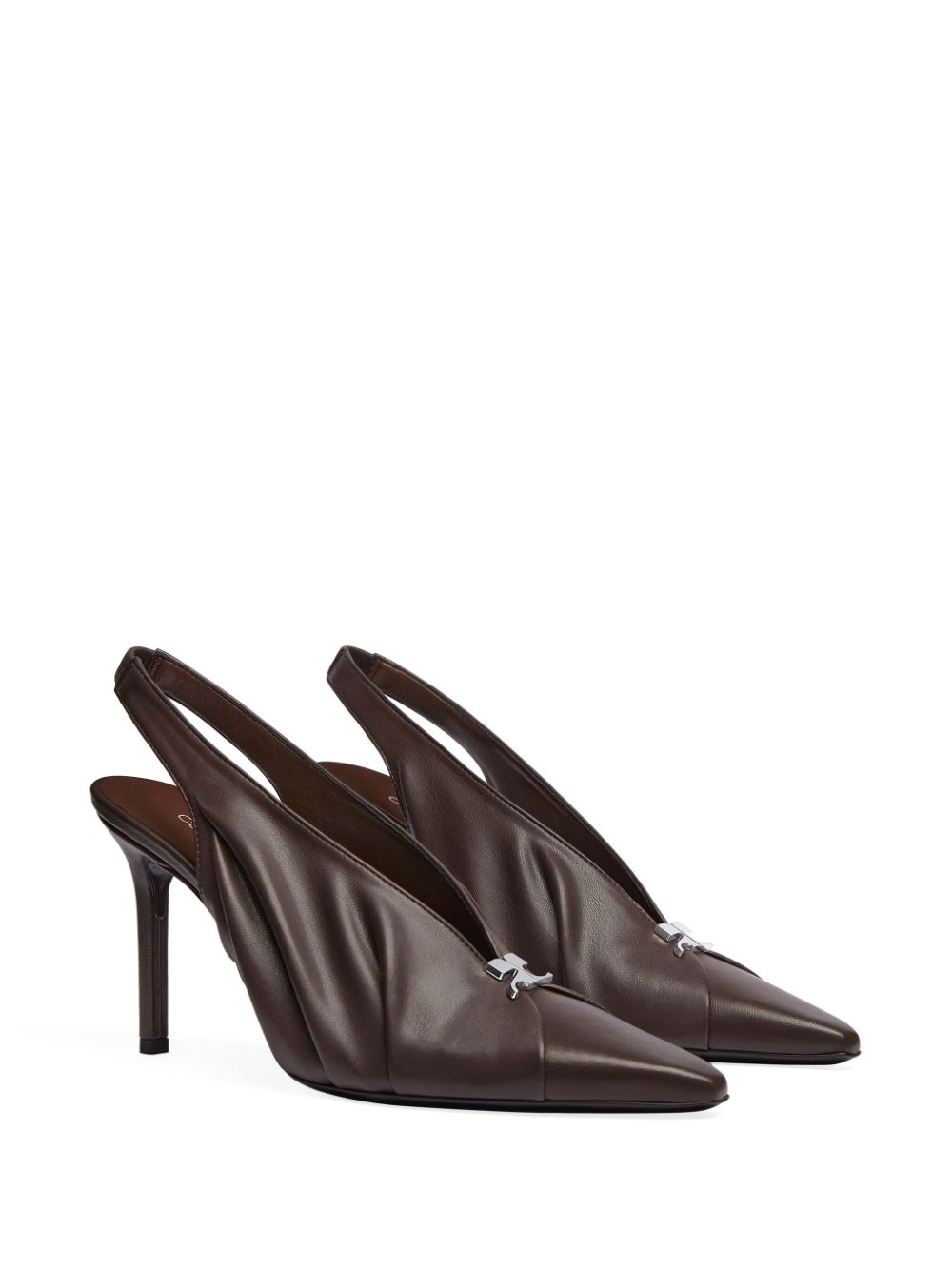 Courrèges draped faux leather slingbacks Brown