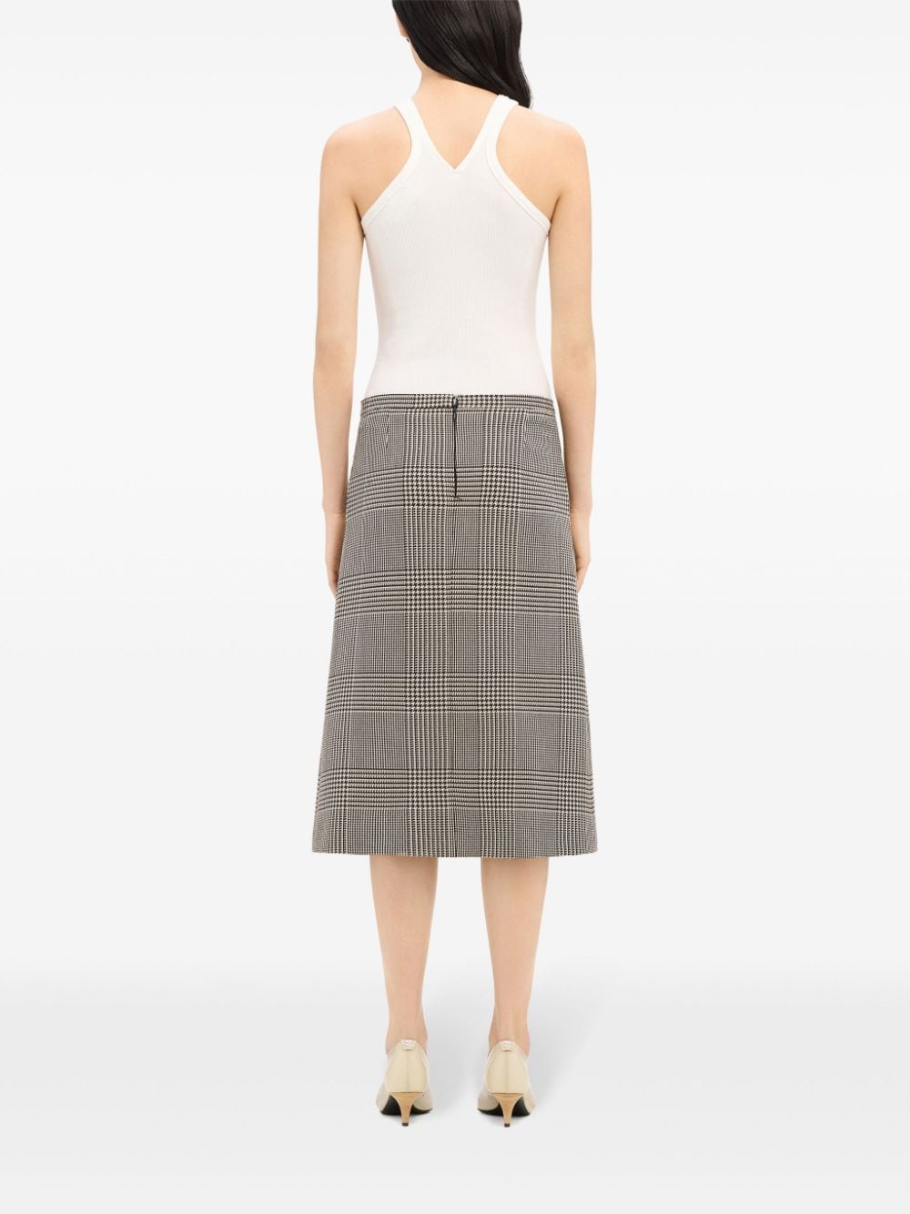 Shop Courrèges Zip-detail Checked Midi Skirt In Black