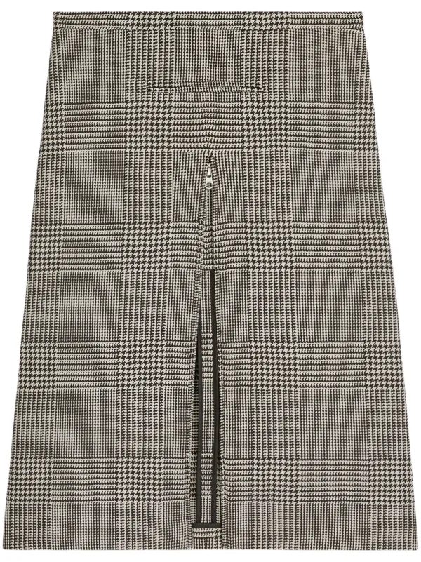 Courrèges Zip-detail Checked Midi Skirt in Black