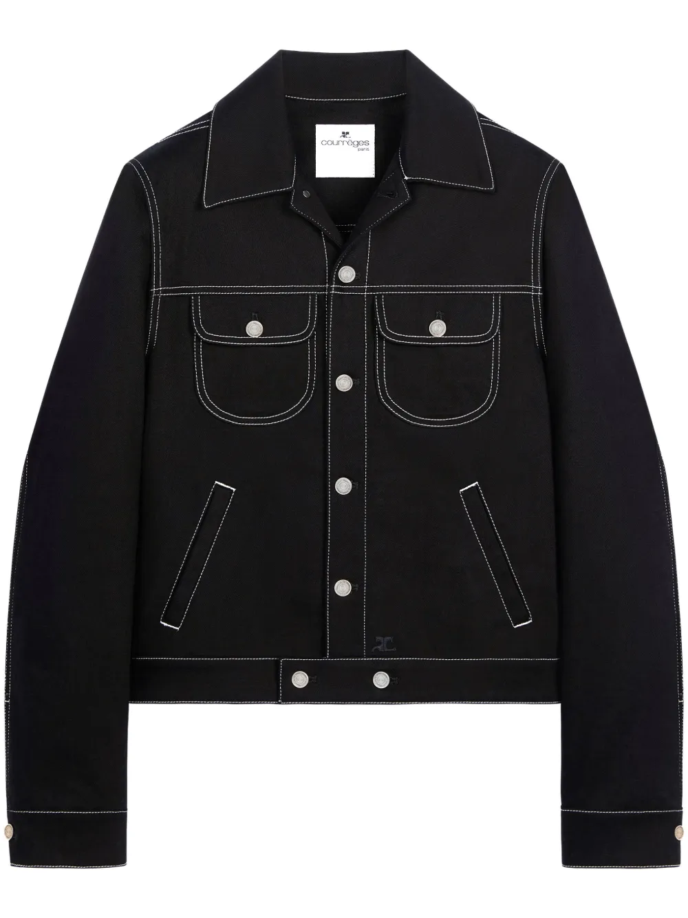 Courrèges contrast-stitching denim jacket – Black
