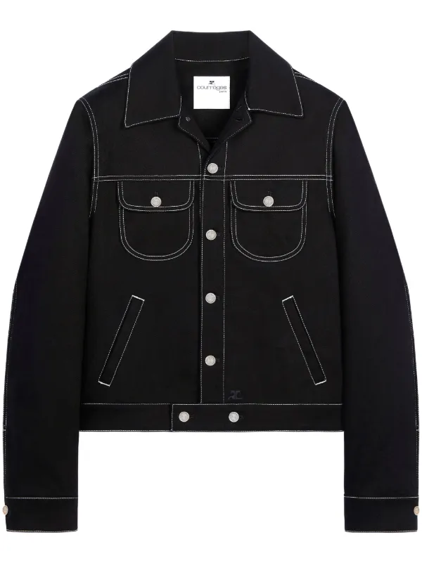 Courreges contrast stitching Denim Jacket Black FARFETCH AZ