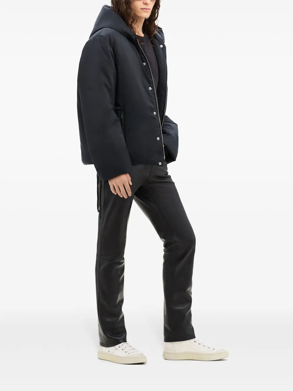 COURRÈGES LOGO-APPLIQUÉ HOODED PUFFER JACKET
