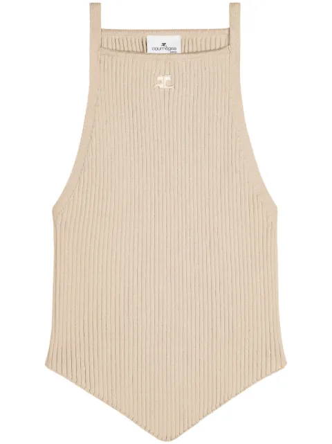 Courrèges logo-embroidered ribbed top 