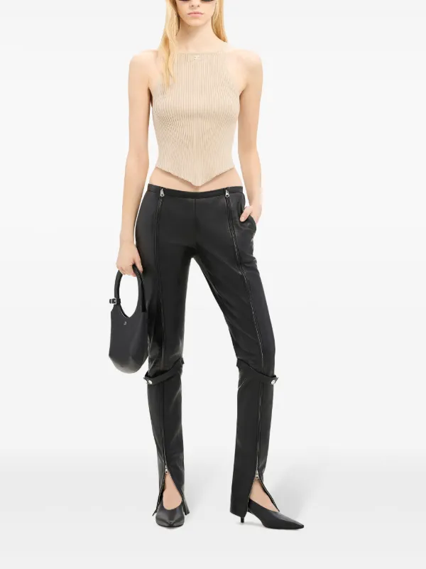 Courrèges logo-embroidered Ribbed Top | Neutrals | FARFETCH CA