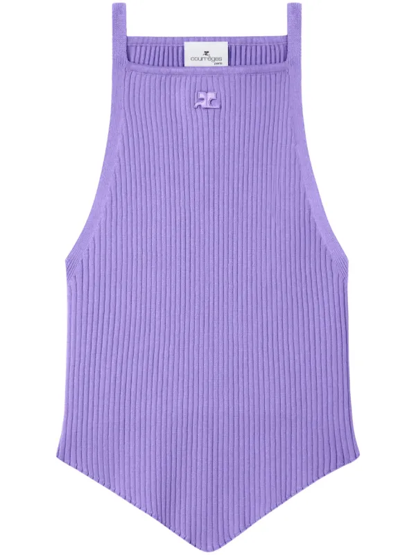 Courrèges Pointy rib-knit Tank Top | Purple | FARFETCH