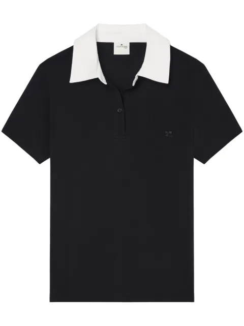 Courrèges contrasting collar cotton blend polo
