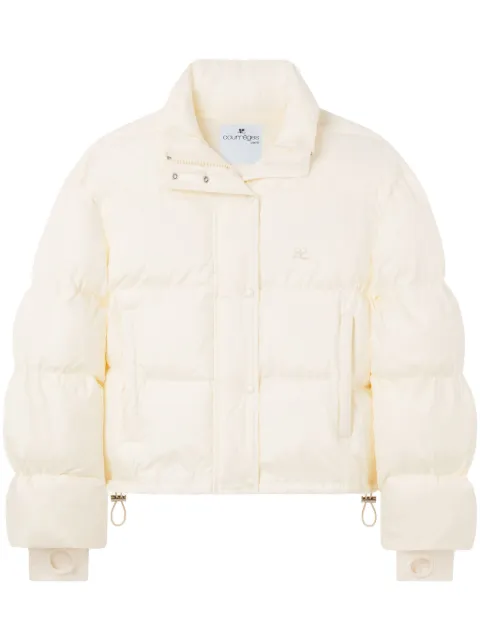 Courrèges logo-embroidered cropped puffer jacket