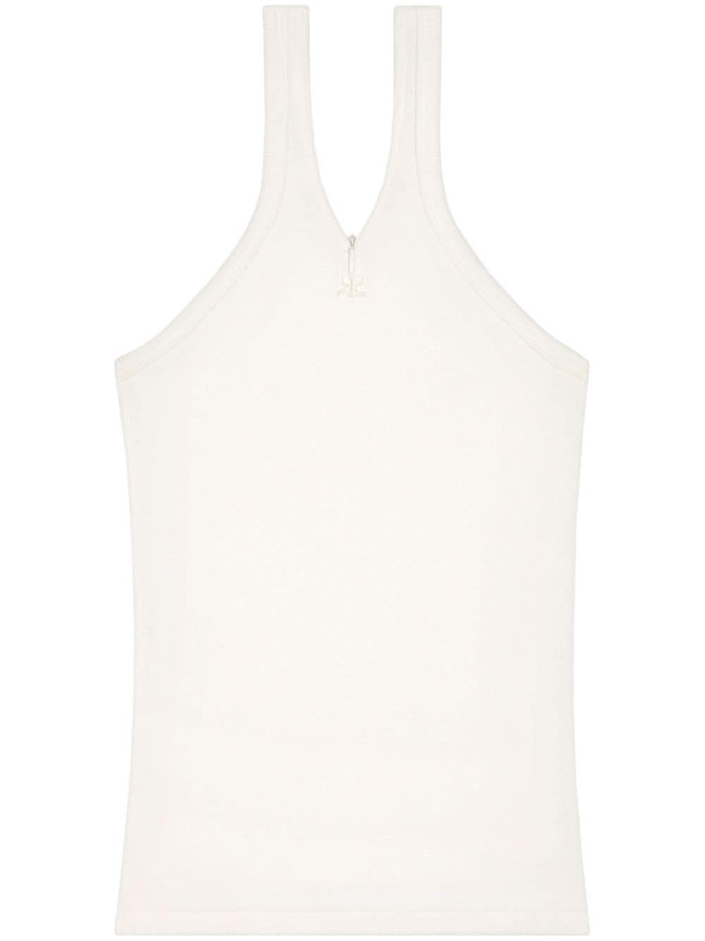 Courrèges logo-embroidered ribbed tank top