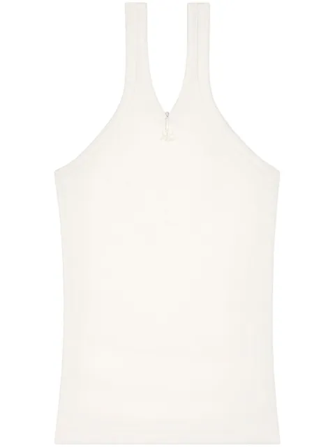 Courrèges top tejido de canalé con logo bordado