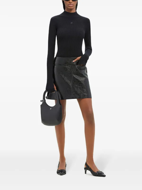 Courrèges Buckled Coated Miniskirt | Black | FARFETCH