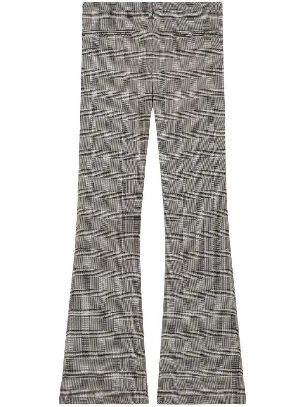 Courrèges Flare Mid-rise Prince of Wales Pants in Black