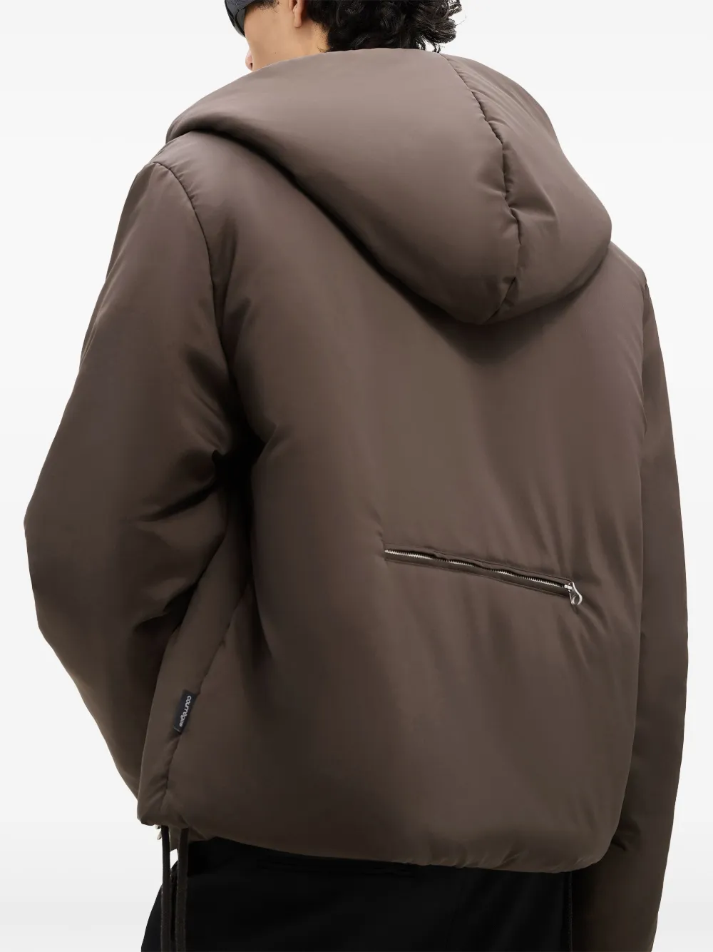 Courrèges logo-patch Hooded Puffer Jacket | Brown | FARFETCH