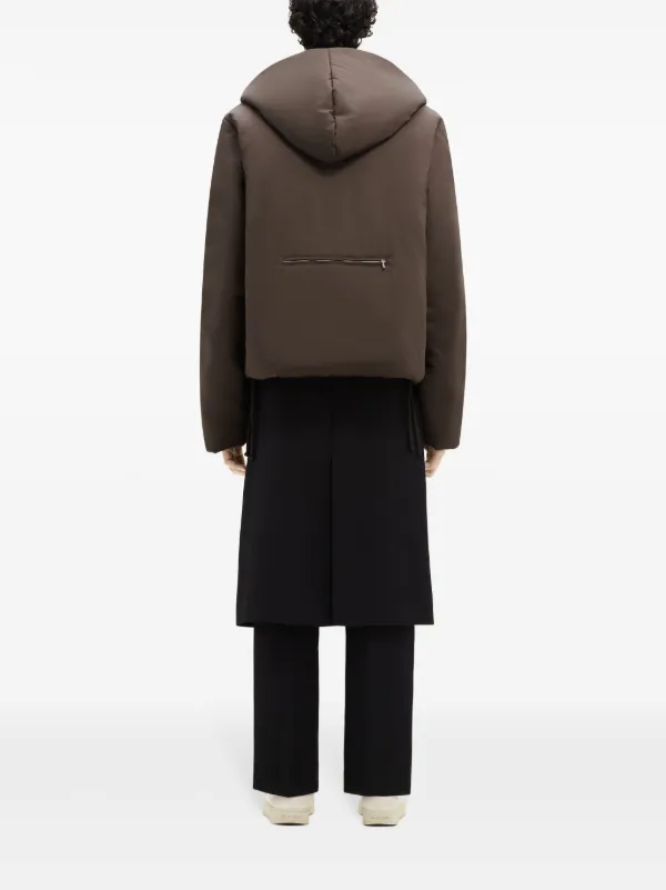 Courrèges logo-patch Hooded Puffer Jacket | Brown | FARFETCH