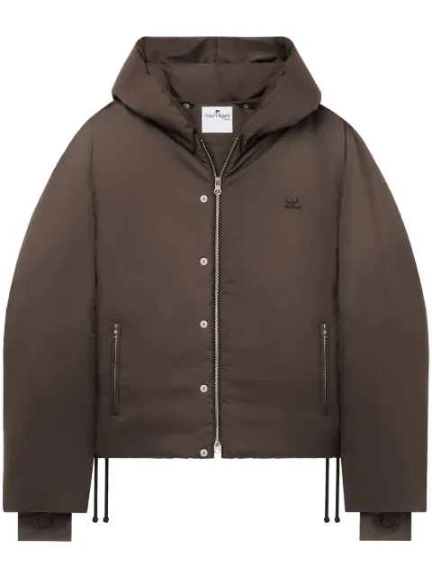 Courrèges logo-patch hooded puffer jacket