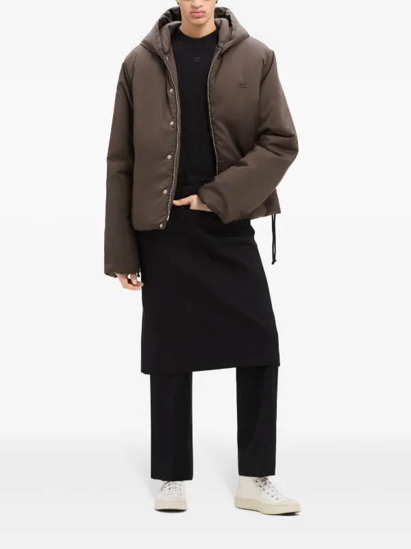 【関税&送料込】Courreges Down Jacket With Logo Courrèges logo-patch Hooded Puffer Jacket | Brown | FARFETCH
