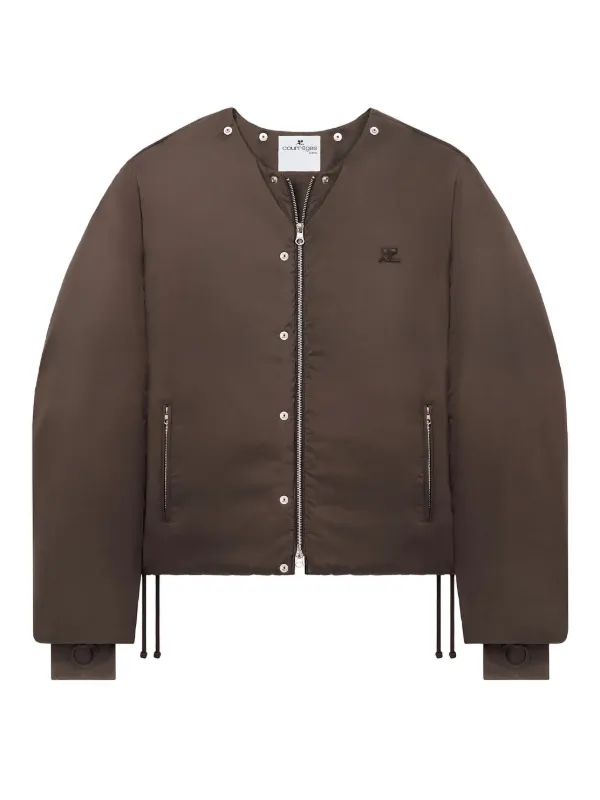 【関税&送料込】Courreges Down Jacket With Logo Courrèges logo-patch Hooded Puffer Jacket | Brown | FARFETCH