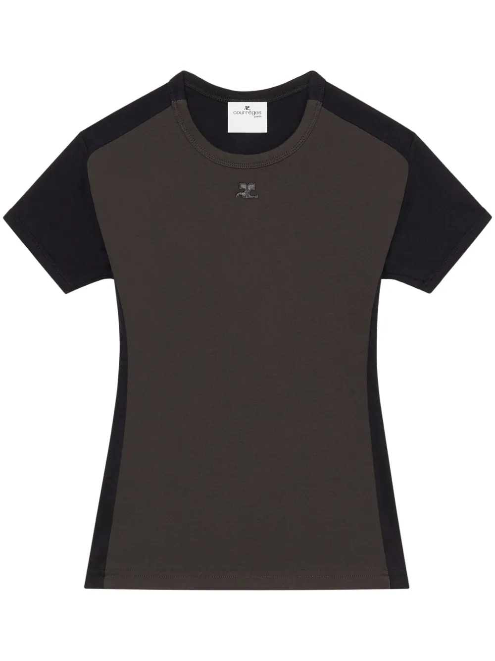 Shop Courrèges Contrast Frame Cotton T-shirt In Black