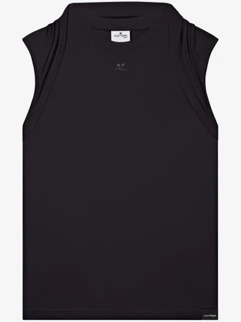 Courrèges draped-detail cotton tank top 