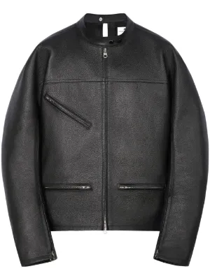 Courrèges ジップアップ レザージャケット | ブラック | FARFETCH JP