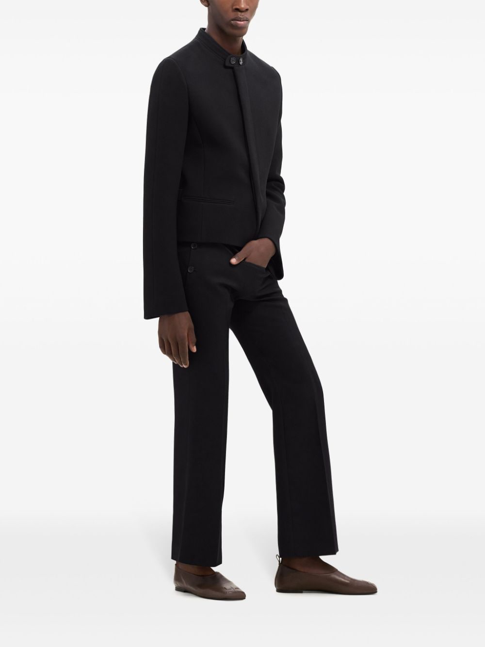 Shop Courrèges Flared Wool Trousers In Black