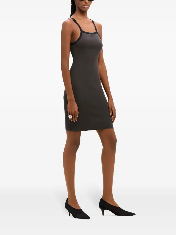 Courrèges contrast-trim Cotton Mini Dress | Brown | FARFETCH
