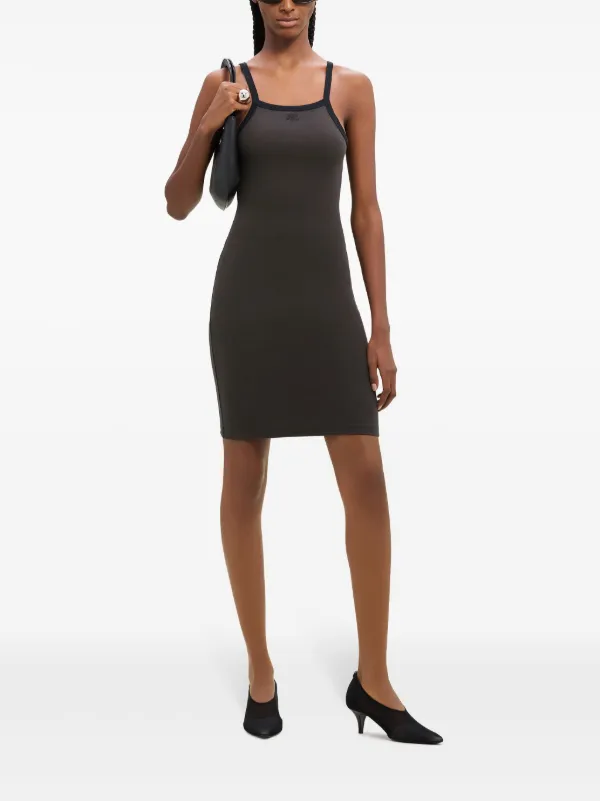Courrèges contrast-trim Cotton Mini Dress | Brown | FARFETCH