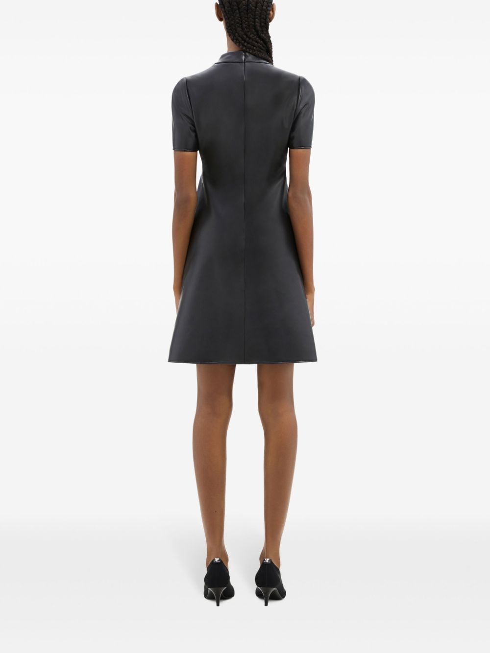 Shop Courrèges A-line Faux-leather Mini Dress In Black