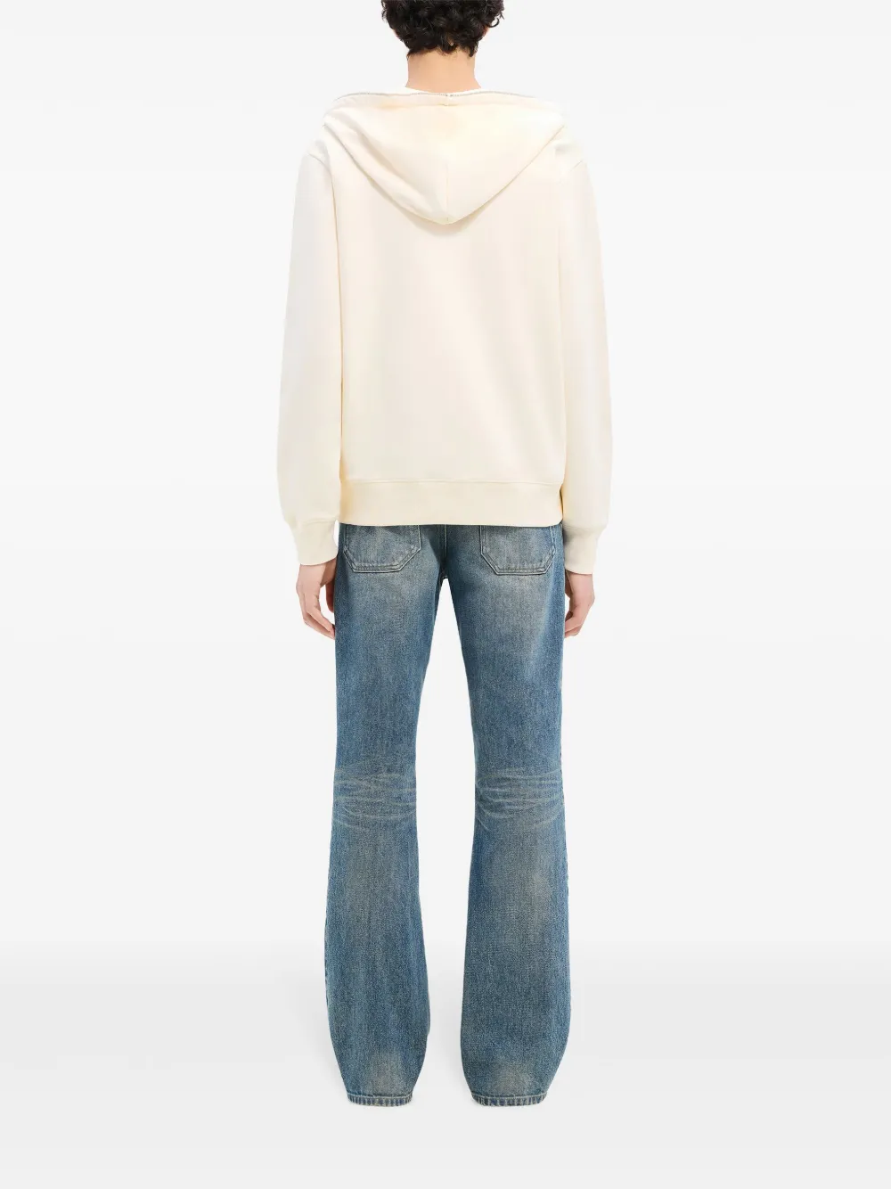 Shop Courrèges Zipped Fleece Hoodie In White