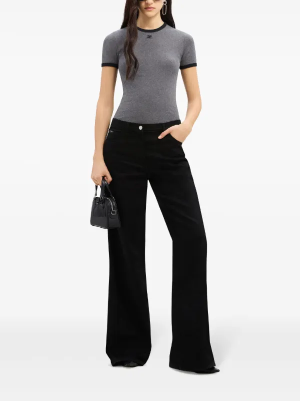 Courrèges コントラストトリム Tシャツ　XL Courrèges コントラストトリム Tシャツ | ブラック | FARFETCH JP