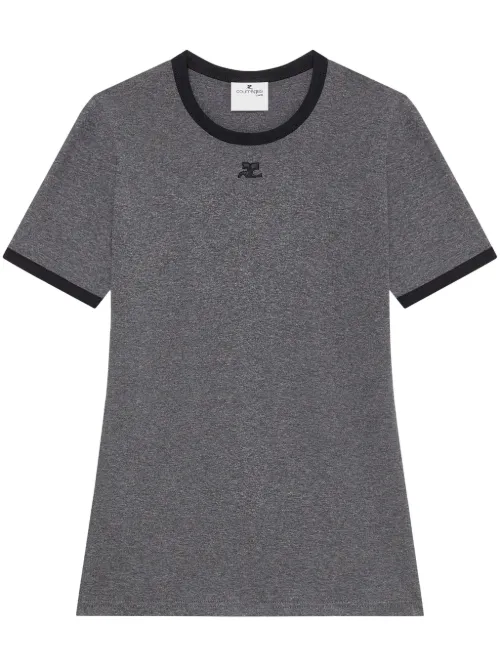 T-shirt en coton à bords contrastants - Courrèges - Modalova