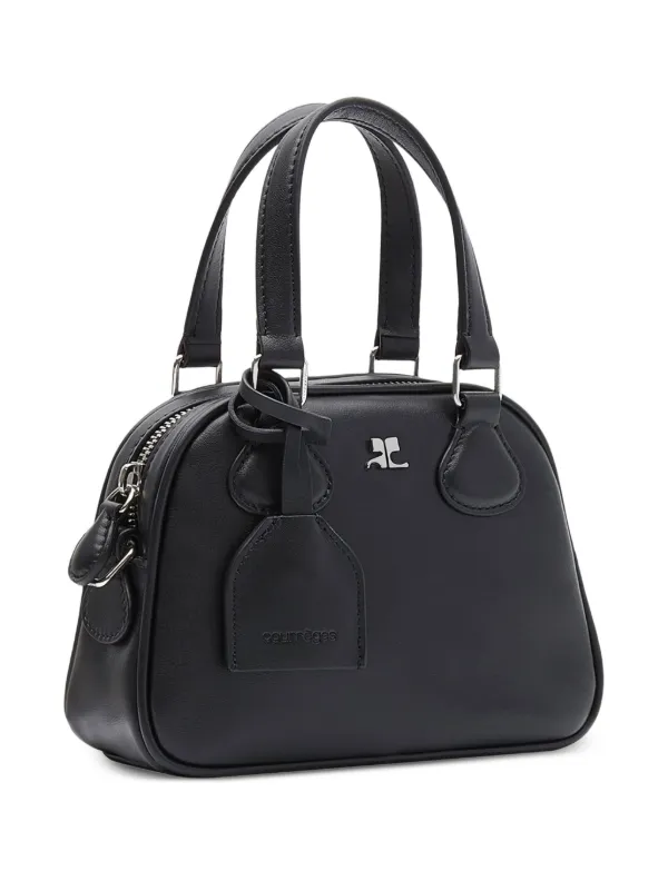 Courrèges Bolsa Mini De Couro Com Logo | Preto | FARFETCH BR